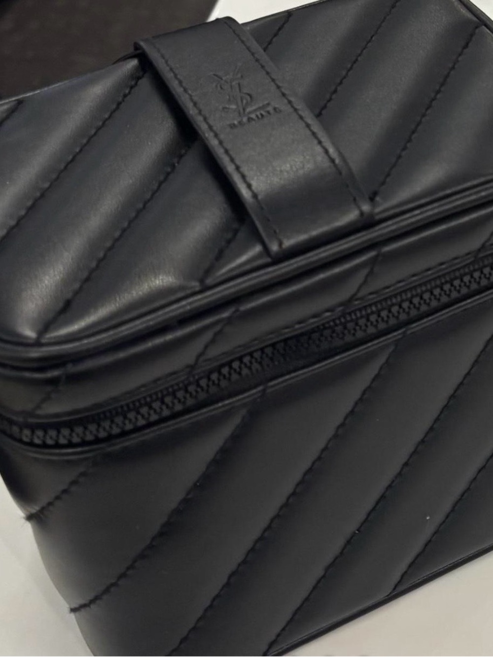 Saint Laurent Black Quilted Leather Toiletry Pouch